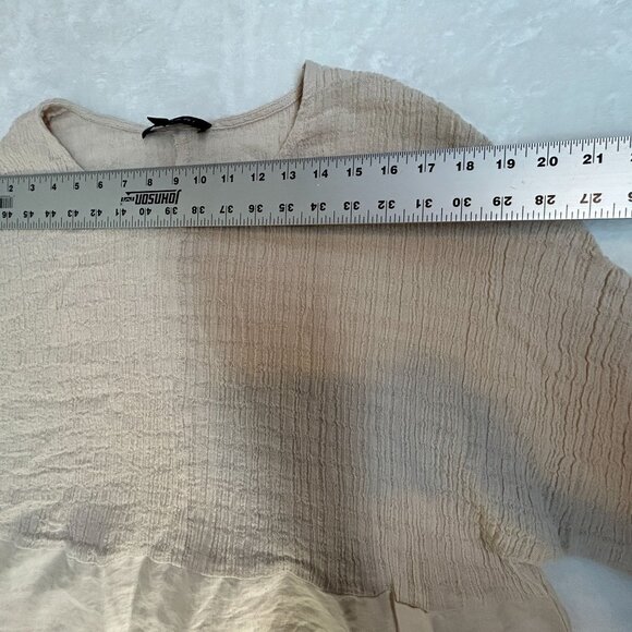 Tahari Womens Beige Textured Linen Cotton Blend Loose Fit Blouse XL Lightweight - Picture 4 of 7